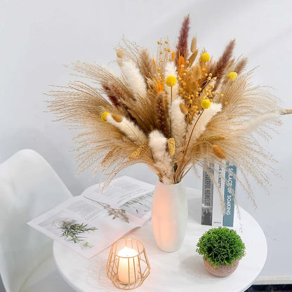 Sosayet Pampas Secas Decoração, 100 Peças Flores Secas Naturais 40-44 cm, Ramos de Flores Secas Naturais Decoração para a Casa, Erva de Pampa Fofa para Decoração Boho Festas Casamentos