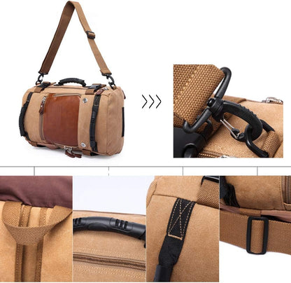 Journeyman Duffel Backpack – Waterproof, Spacious,  Timeless Appeal. Made with Leather  Canvas: Made for Adventures in the Forest, Beach, Airport,  Streets