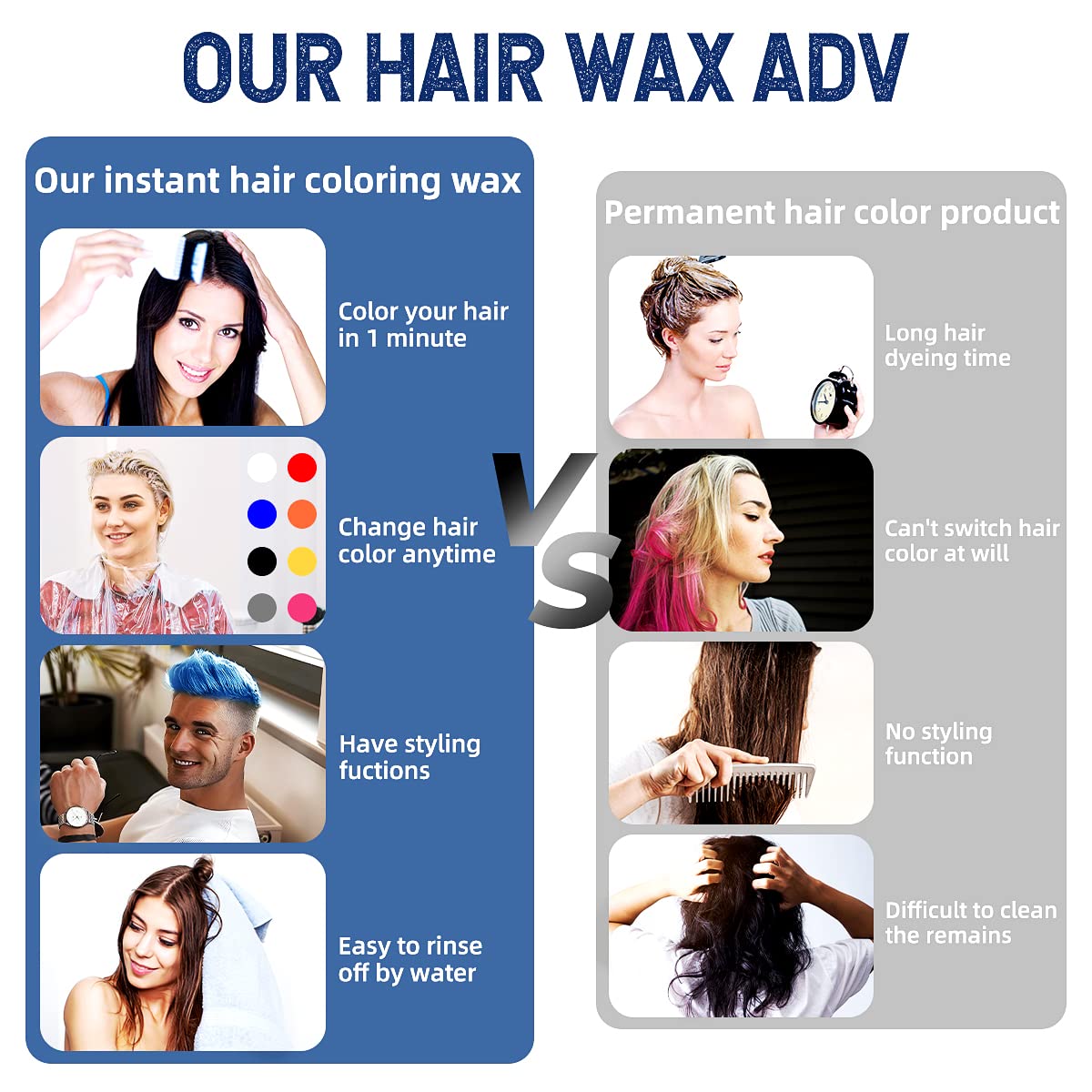 Mofajang® by JesseVance Manhattan: The Only Colored Hair Wax Styling Pomade with Bold Colors, Strong Hold, Simple Style, No Risk, & No Commitment