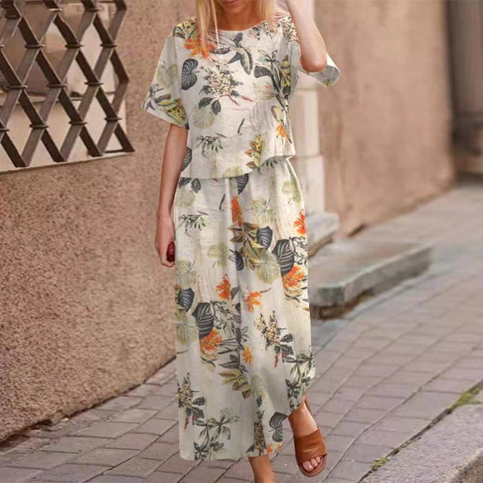 Diofa | Feminines Zweiteiler-Set mit Print und softem Fall