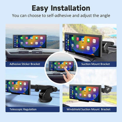 DashSight® Duo by JV Auto – Dash Cam, Rear Cam, & Touch Screen Infotainment System | 4K UHD Front & 1080P FHD Rearview Camera | Wireless & Wired Apple CarPlay & Android Auto