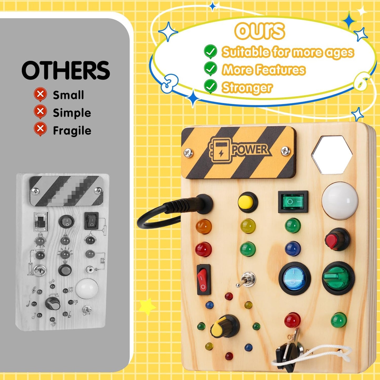Jouvelia - Montessori-Tafel für Kleinkinder, 27 LED-Lichter – Montessori-Spielzeug für 1 bis 6 Jahre