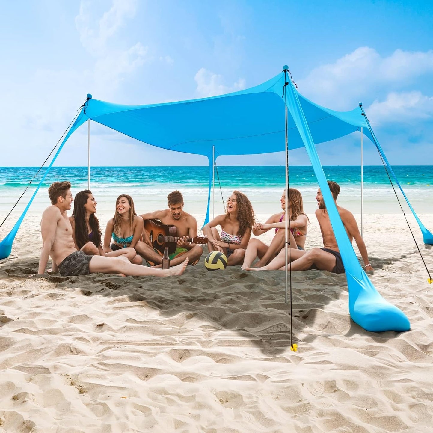 UPF50+ Familie Strandtent met Aluminium Stokken en Zandankers