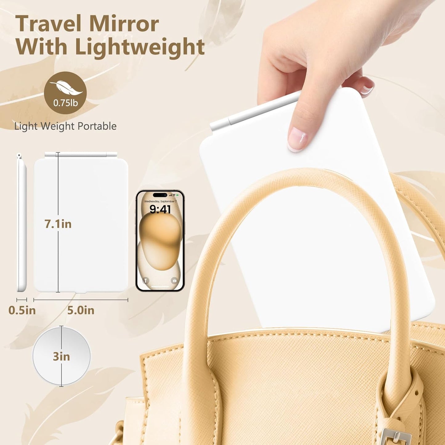 Illuminated Travel Makeup Mirror with Magnifying Feature