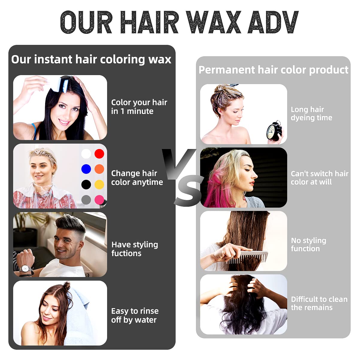 Mofajang® by JesseVance Manhattan: The Only Colored Hair Wax Styling Pomade with Bold Colors, Strong Hold, Simple Style, No Risk, & No Commitment