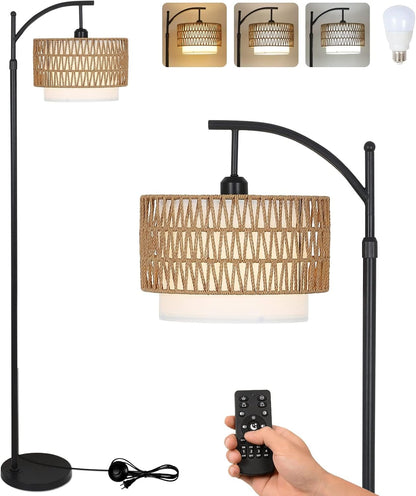 Arc-Stehlampe mit Fernbedienung und doppelten Schirmen – Norvella