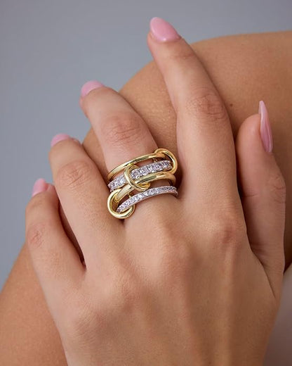 Divifa Interlock Stack Ring in Gold-Plated stainless steel