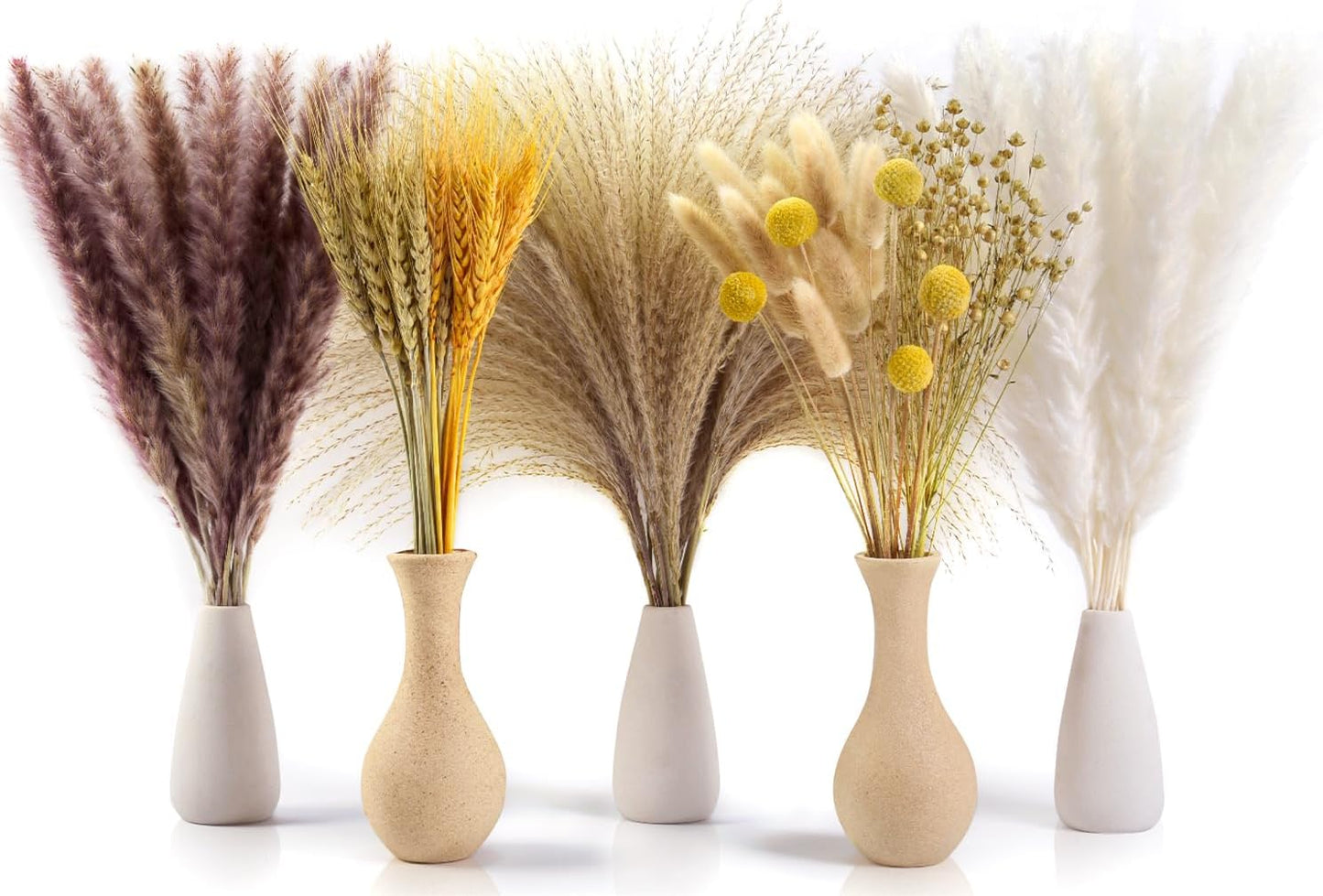 Sosayet Pampas Secas Decoração, 100 Peças Flores Secas Naturais 40-44 cm, Ramos de Flores Secas Naturais Decoração para a Casa, Erva de Pampa Fofa para Decoração Boho Festas Casamentos