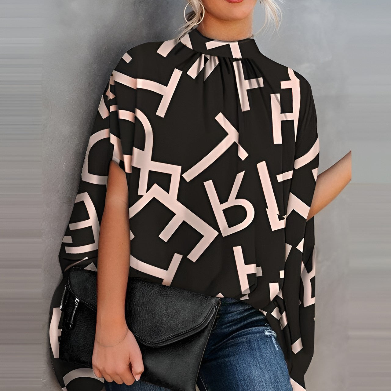 Malina | Damska Elegancka Bluzka z Artystycznym Wzorem Casual