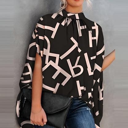 Malina | Damska Elegancka Bluzka z Artystycznym Wzorem Casual
