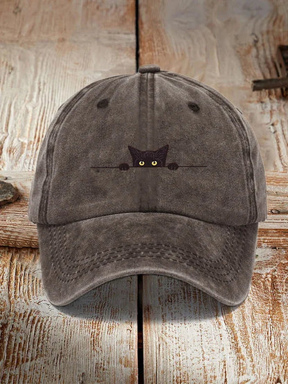 Japanse Kunst Zwarte Kat Print Washed Pet
