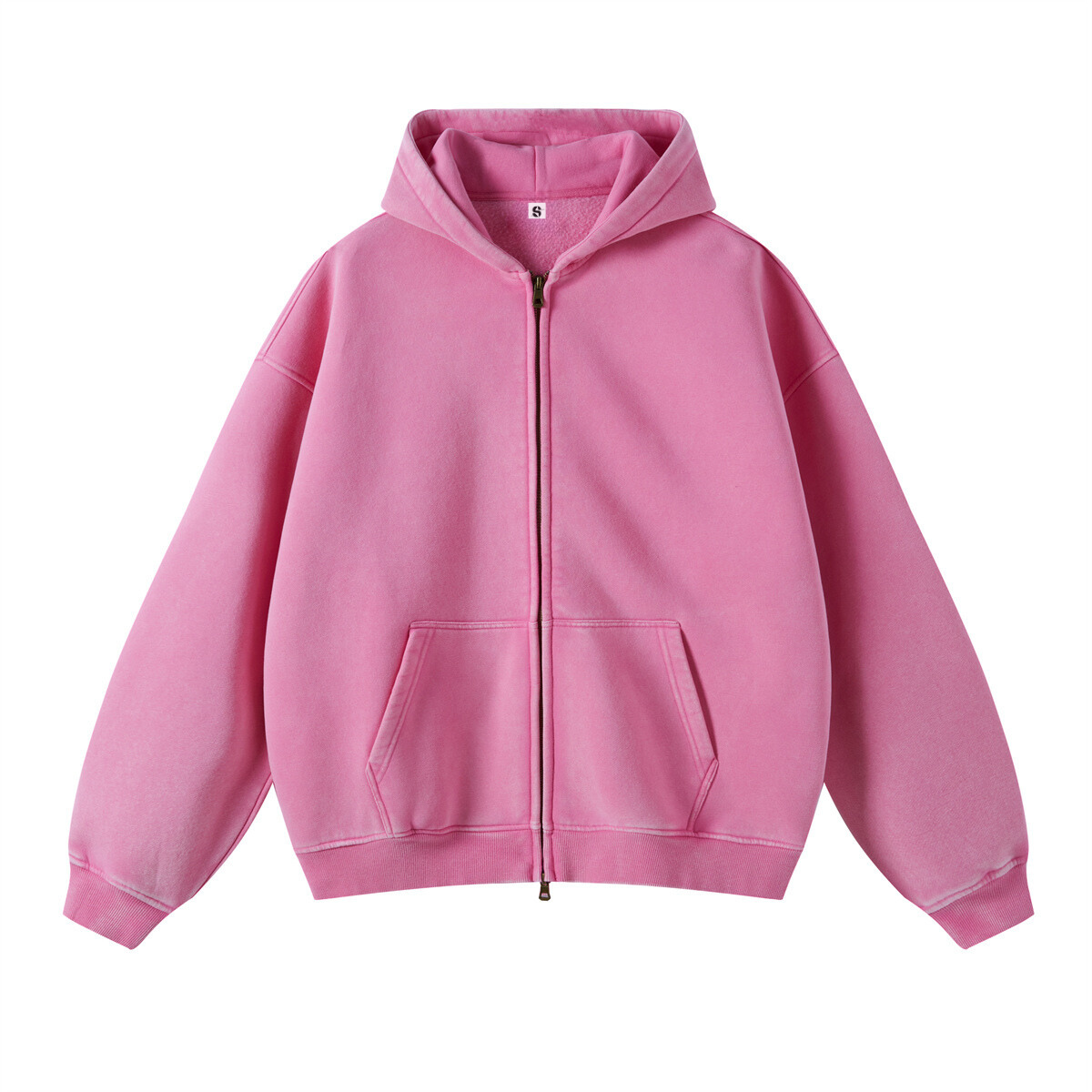 Washed Oversized Retro Zip-Up Hoodie