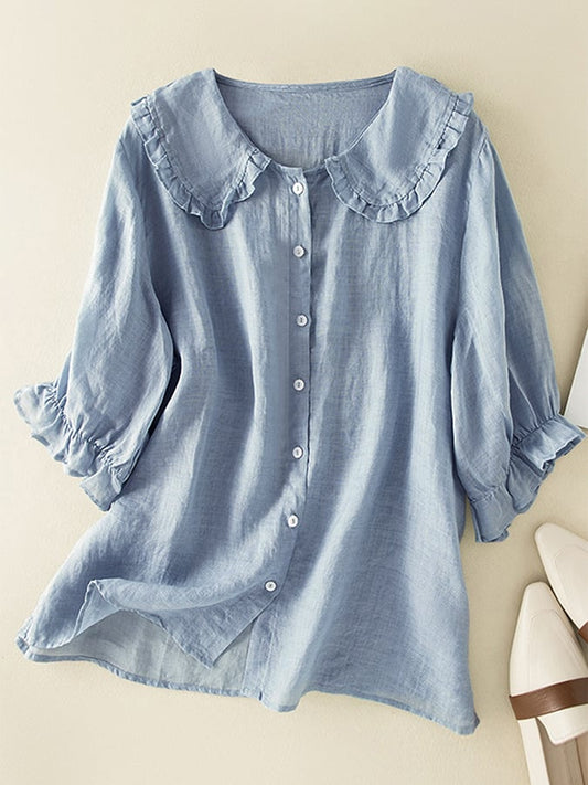 Kayla | Women Loose Fit Ruffle Collar Shirt