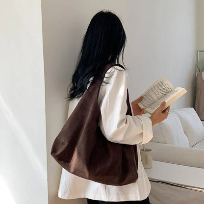 Vintage Faux Suede Hobo Tote