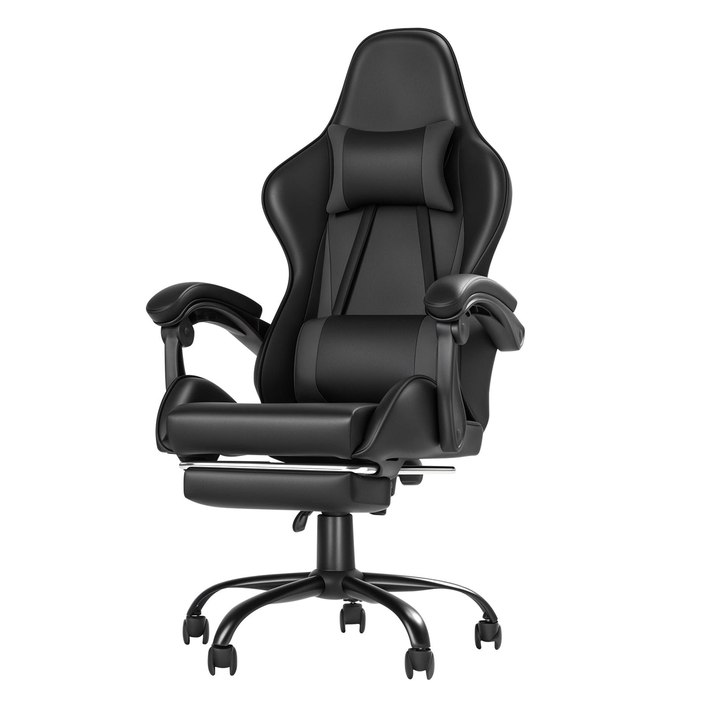 Gaming Stoel met Voetsteun en Verstelbare Rugleuning 135° – Ergonomische Bureaustoel PU Leer met Hoofd- en Lendenkussen | Restfield