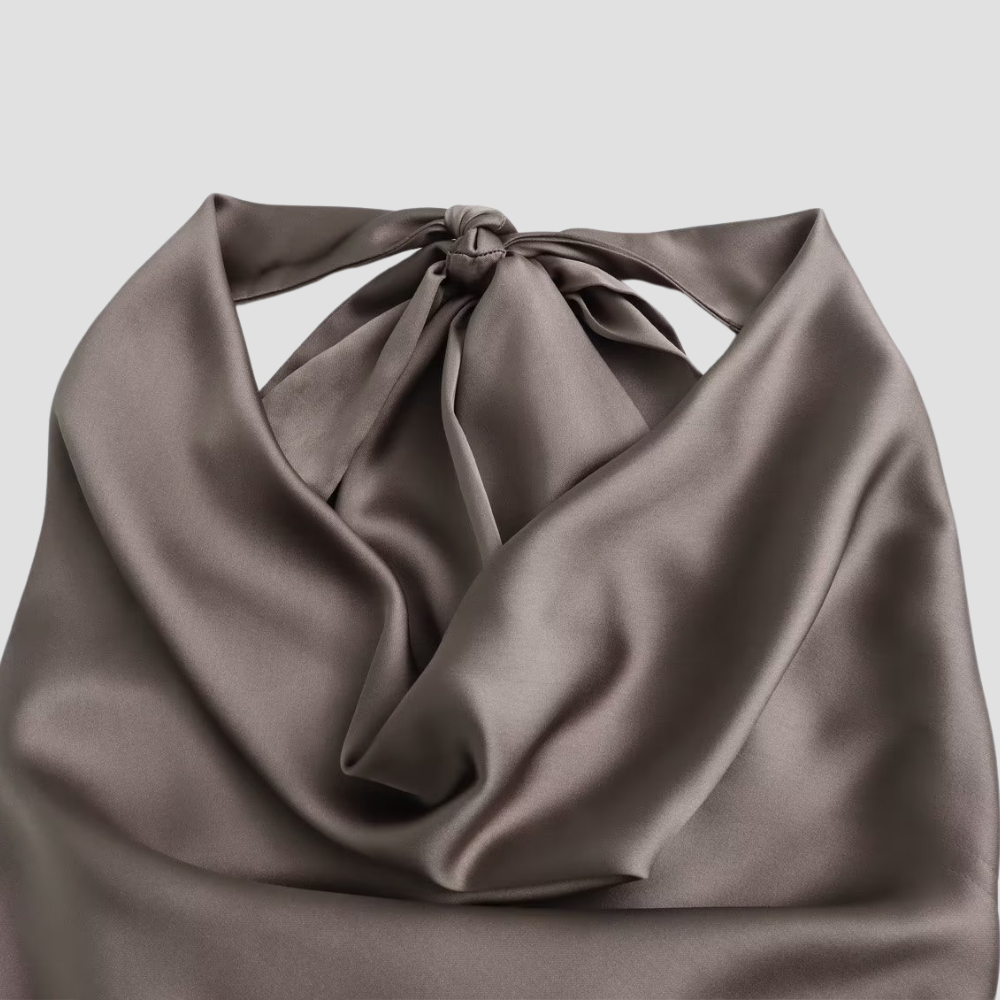 Jenny | Women Halter Back Tie drapowany Satin Tanks