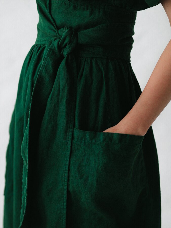 Elowiran - Linen Lace Up Dress
