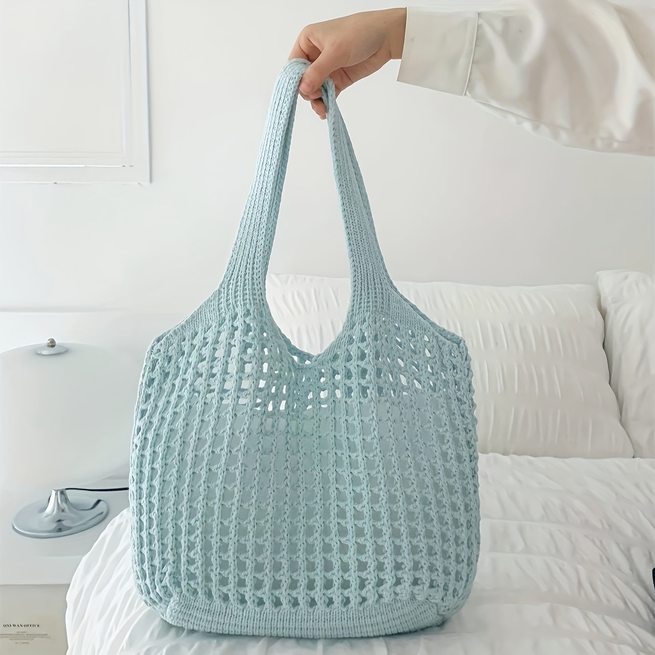 Geweven Strandtas met Open Netstructuur Dames Grote Shopper