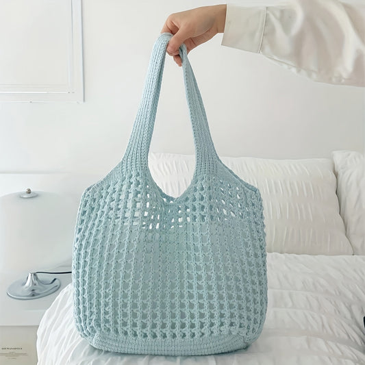 Geweven Strandtas met Open Netstructuur Dames Grote Shopper