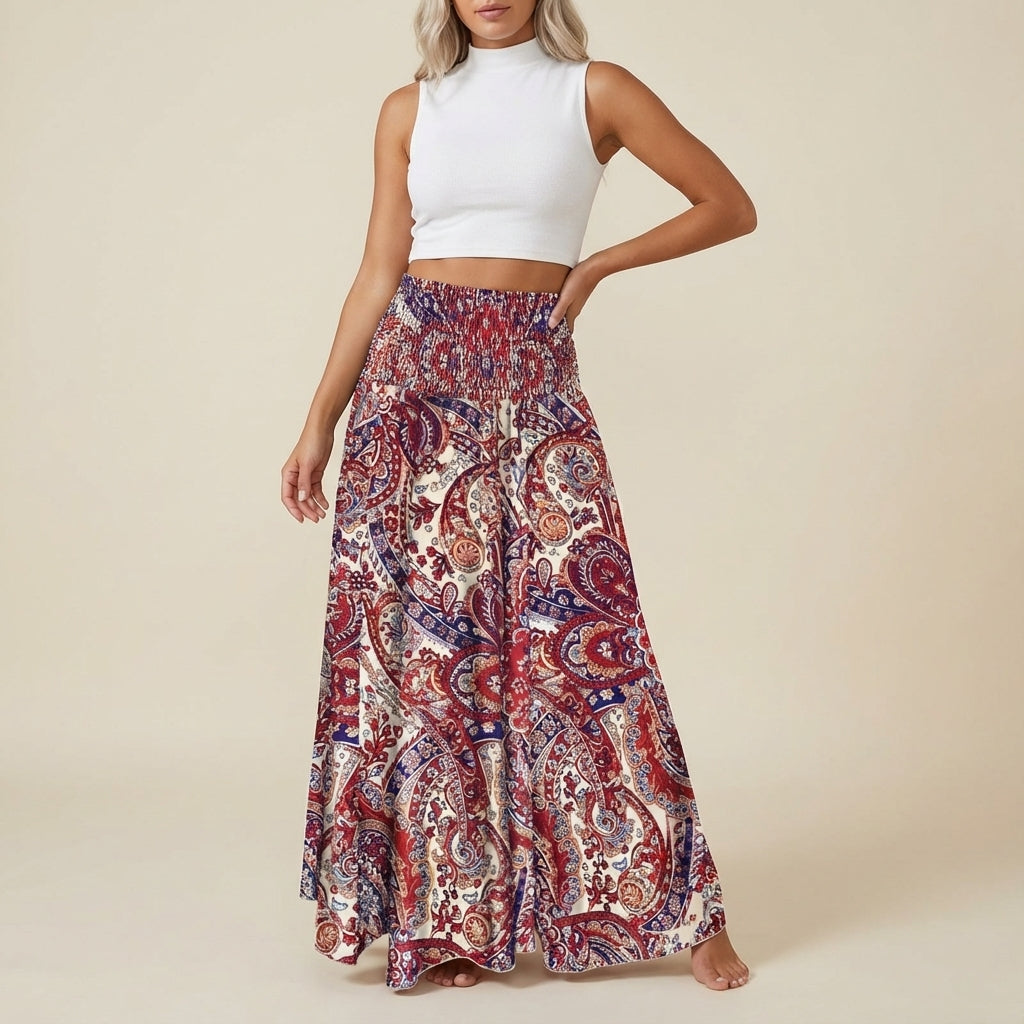 Spódnica Damska Boho A-Line z Wysokim Stanem | Na Co Dzień Latem