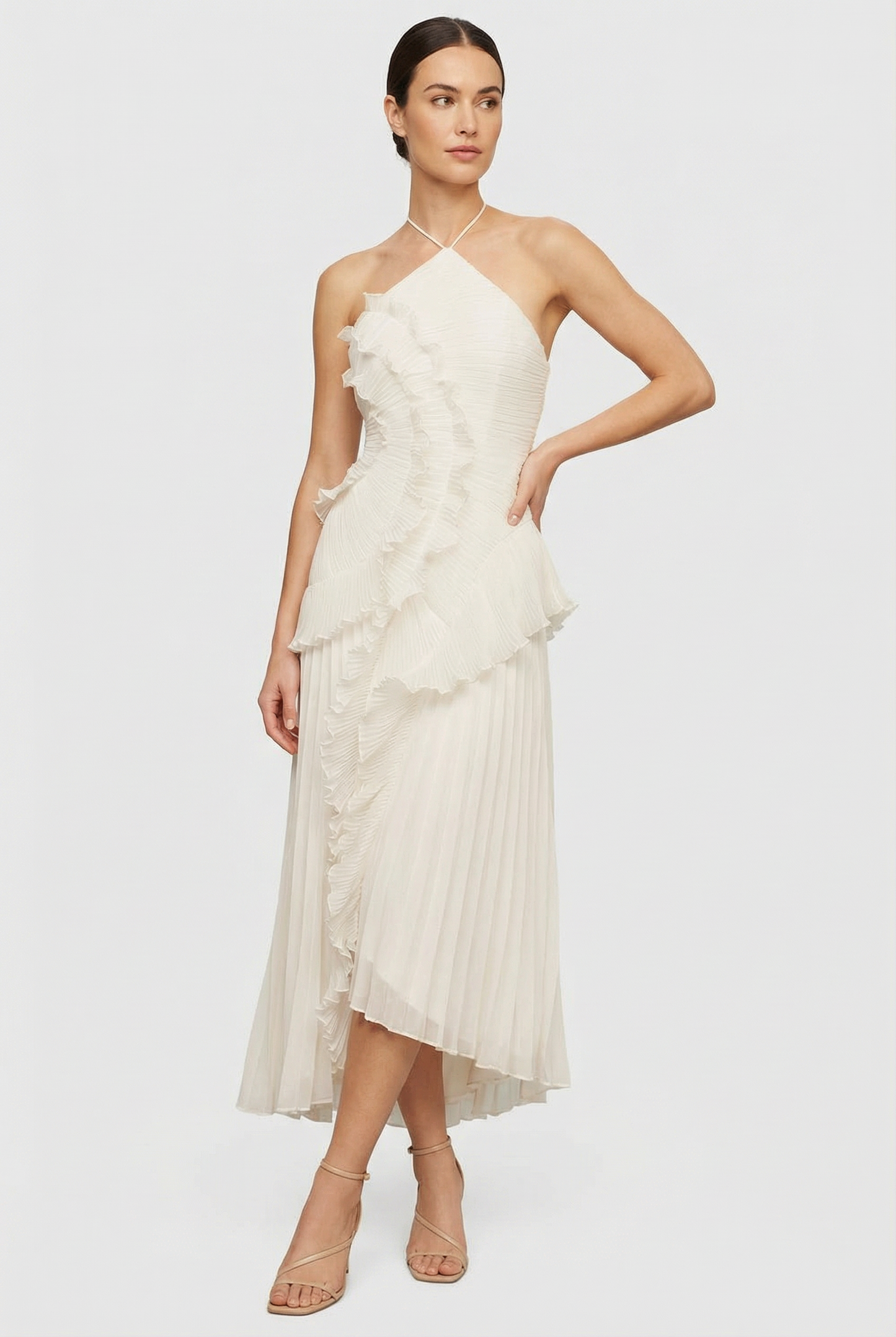Women's Asymmetric Pleated Maxi Dress