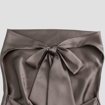 Jenny | Women Halter Back Tie drapowany Satin Tanks