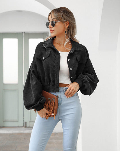 Virelda – Women Cropped Jacket With Corduroy Look