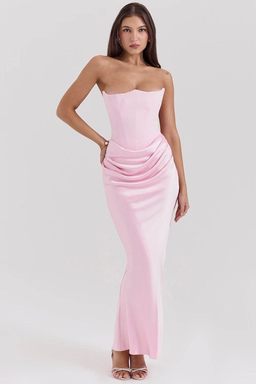 Women's Wedding Guest Lace Strapless Dress Evening