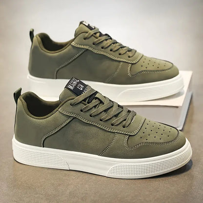Men's Leather Low Top Sneakers Casual Shoes