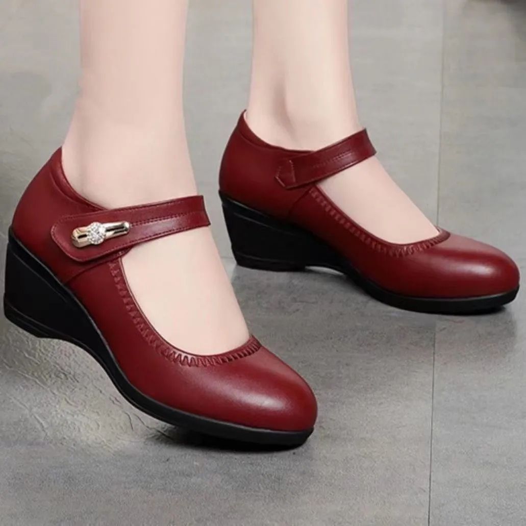 Nyxellae | Dames Zachte Leren Hakken – Elegante Hoge Hakken