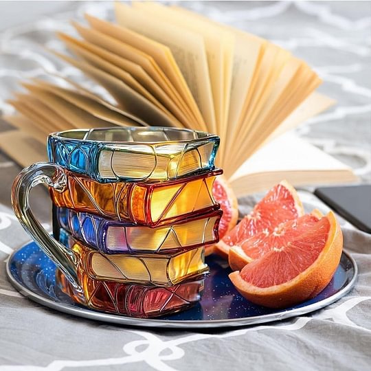 BuchBecher™ / Bemalte Buch-Tasse