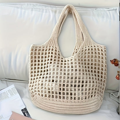 Geweven Strandtas met Open Netstructuur Dames Grote Shopper