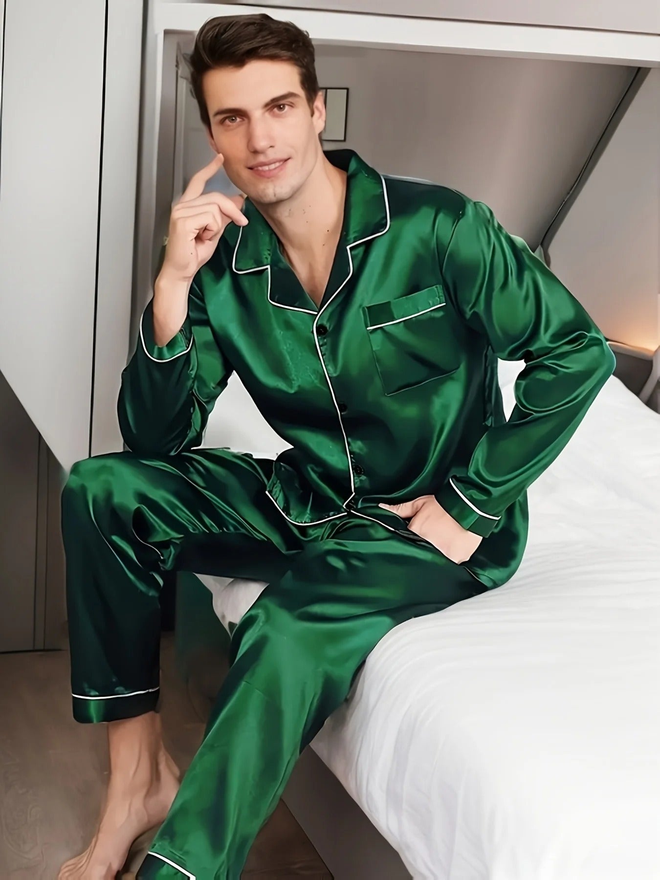 Herrpyjamas i satin – Adrian