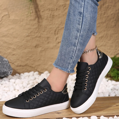 Women's Quilted Lace-Up Shoe for Daily Wear