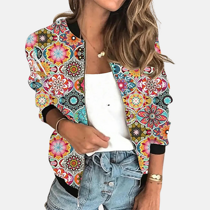 Damen Retro Bomberjacke mit Print – Zoë