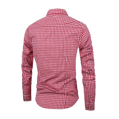 Ethan – Heren Overhemd met Lange Mouwen, Button-Down Kraag en Gingham Ruitpatroon