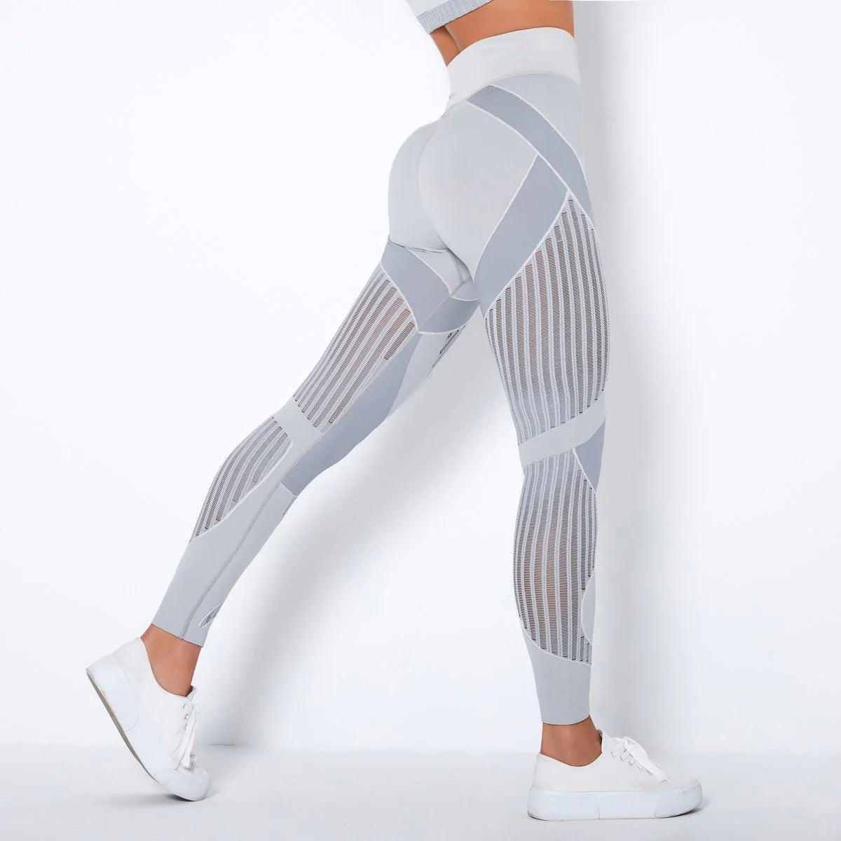 Leggings taille haute femme avec découpes géométriques