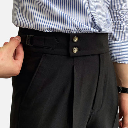 Pantalon drapé taille haute pour homme