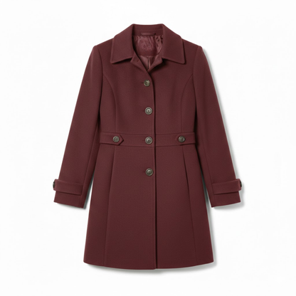 Manteau mi-long en laine à col tailleur et boutonnage multiple