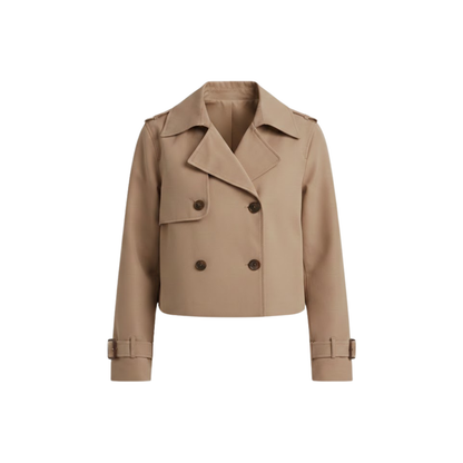 Trench-coat court pour femme à double boutonnage style vintage et chic