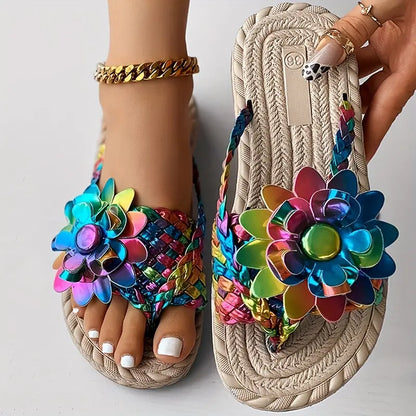Rainbow Blooms Floral Sandals