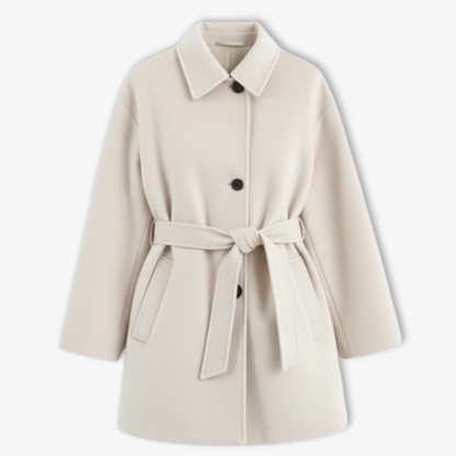 Manteau en laine tendance à double col pour femme, manches longues