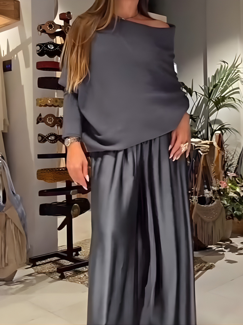 Zerellea™ | Casual Draped Top and Trousers Set