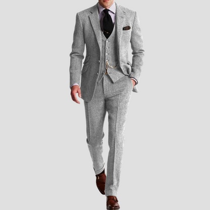 Men's Slim Fit Three-Piece Wool Suit