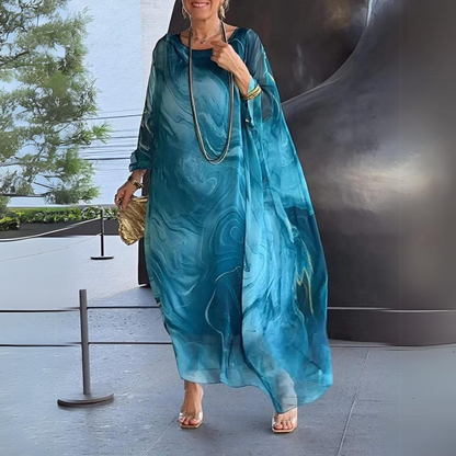 Elegante abito in seta e chiffon per donna