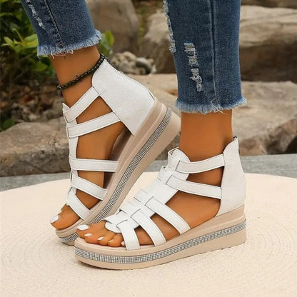 Bella – Sleehaksandalen met Strass Ritssluiting achter en Open Teen