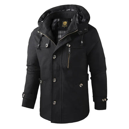 Darius - Veste à capuche avec coque résistante aux intempéries et boutons