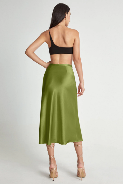 Jupe midi femme satinée coupe fluide
