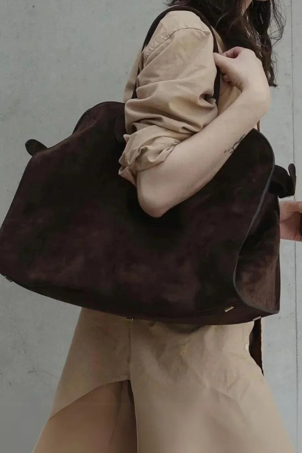 Borsa a mano donna grande in pelle capiente borsa viaggio weekend elegante