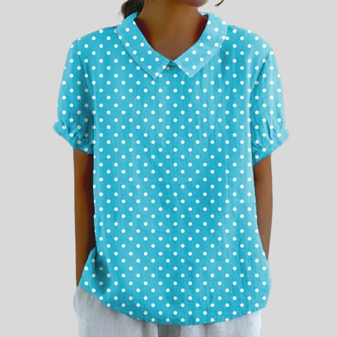 Sara | Blusa de Lunares Vintage Elegante